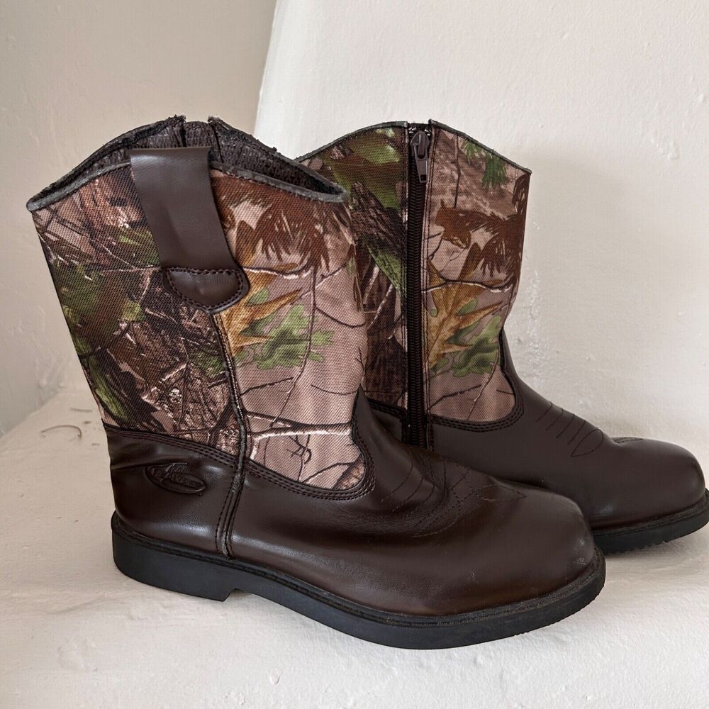 RealTree Youth Boots, Dustin Jr. Camouflage Hunting, Boy’s Real Tree Size 6 M